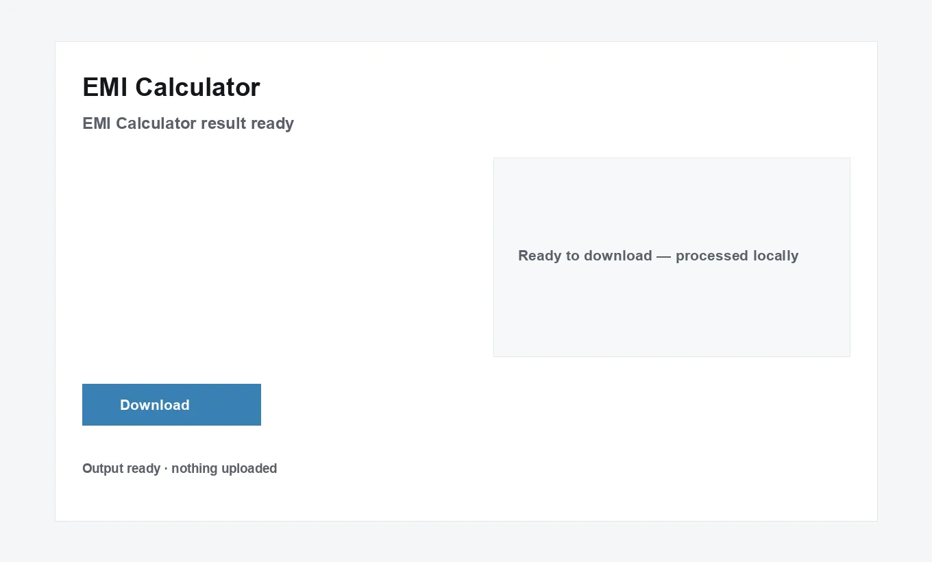 EMI Calculator result
