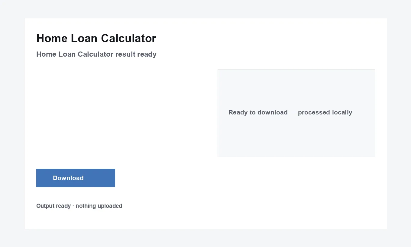 Home Loan Calculator result