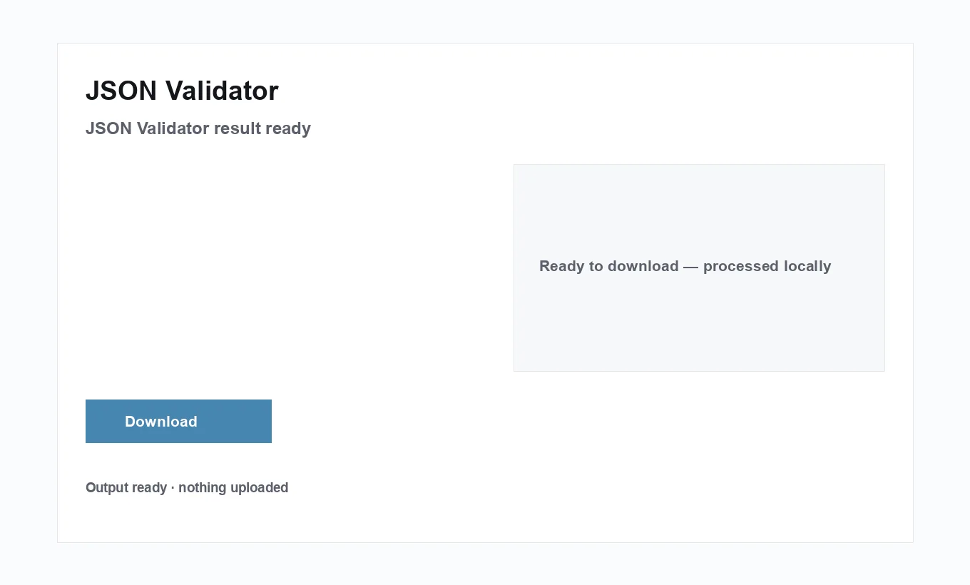 JSON Validator result