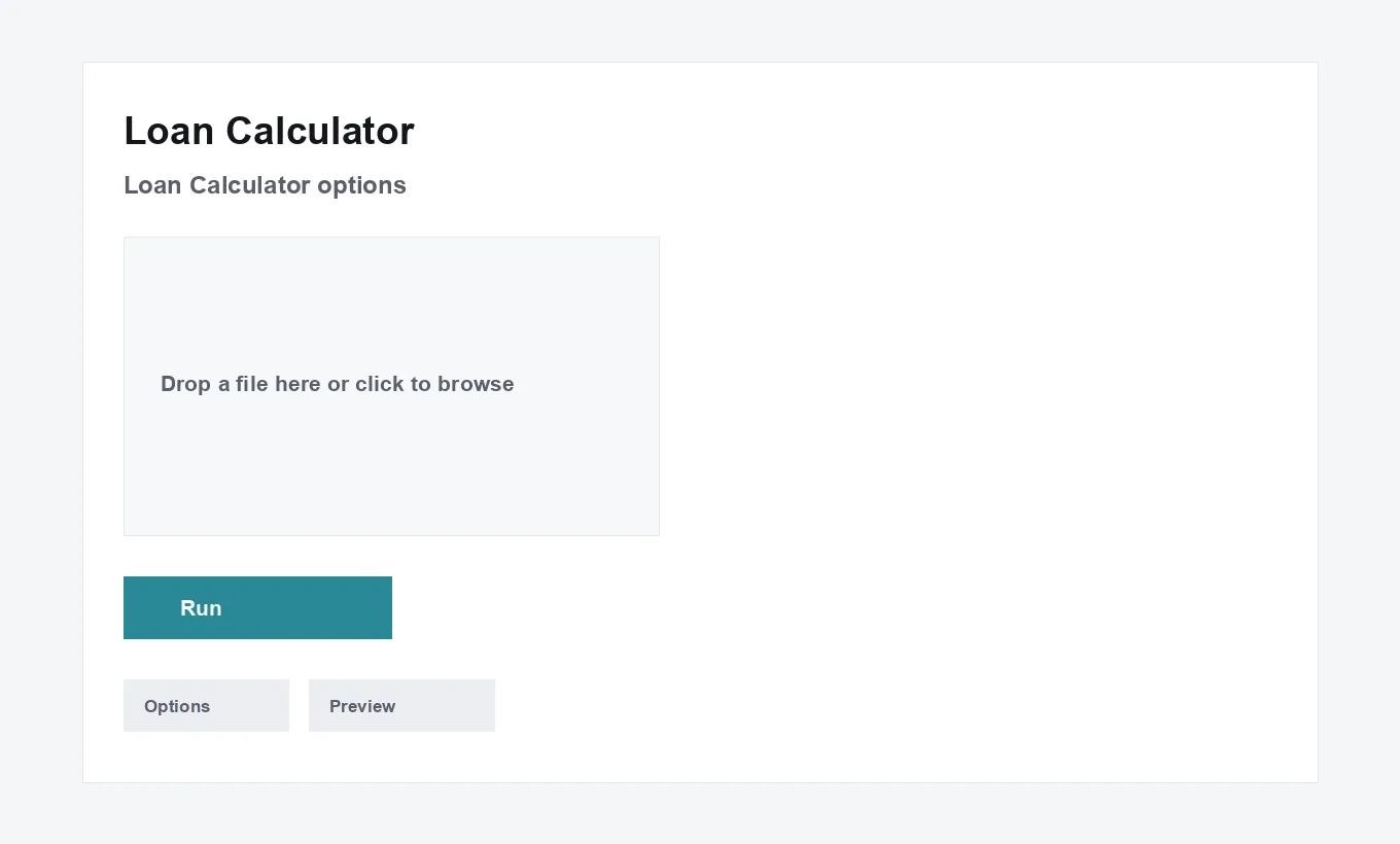 Loan Calculator options