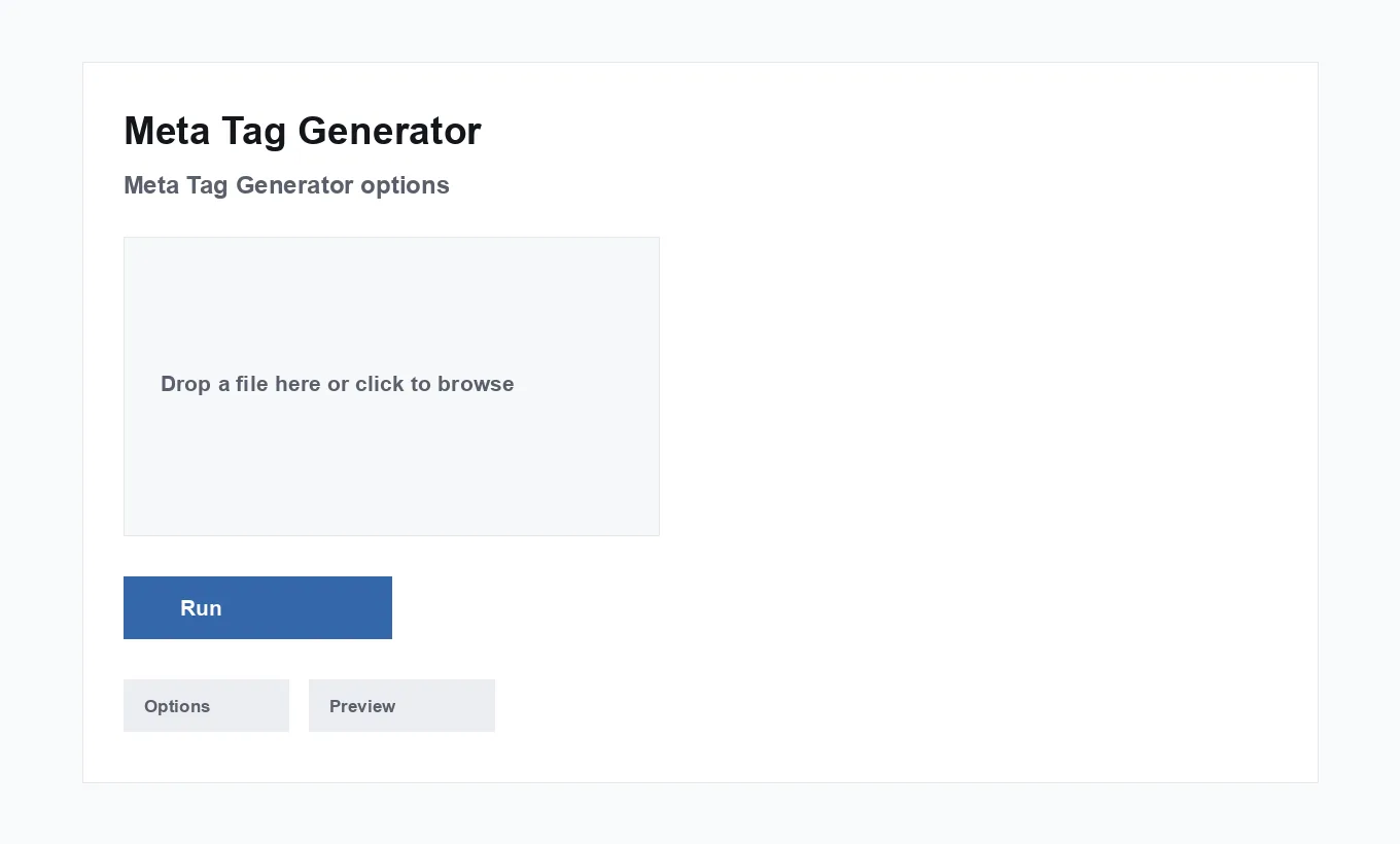Meta Tag Generator options