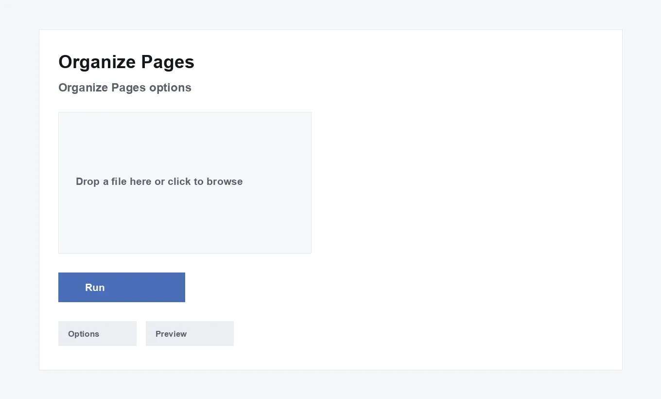 Organize Pages options