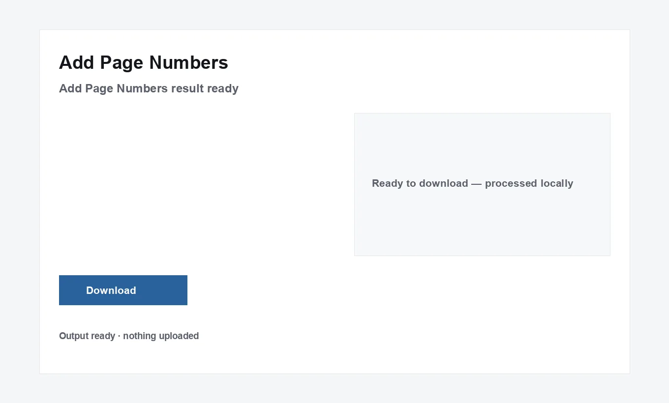 Add Page Numbers result