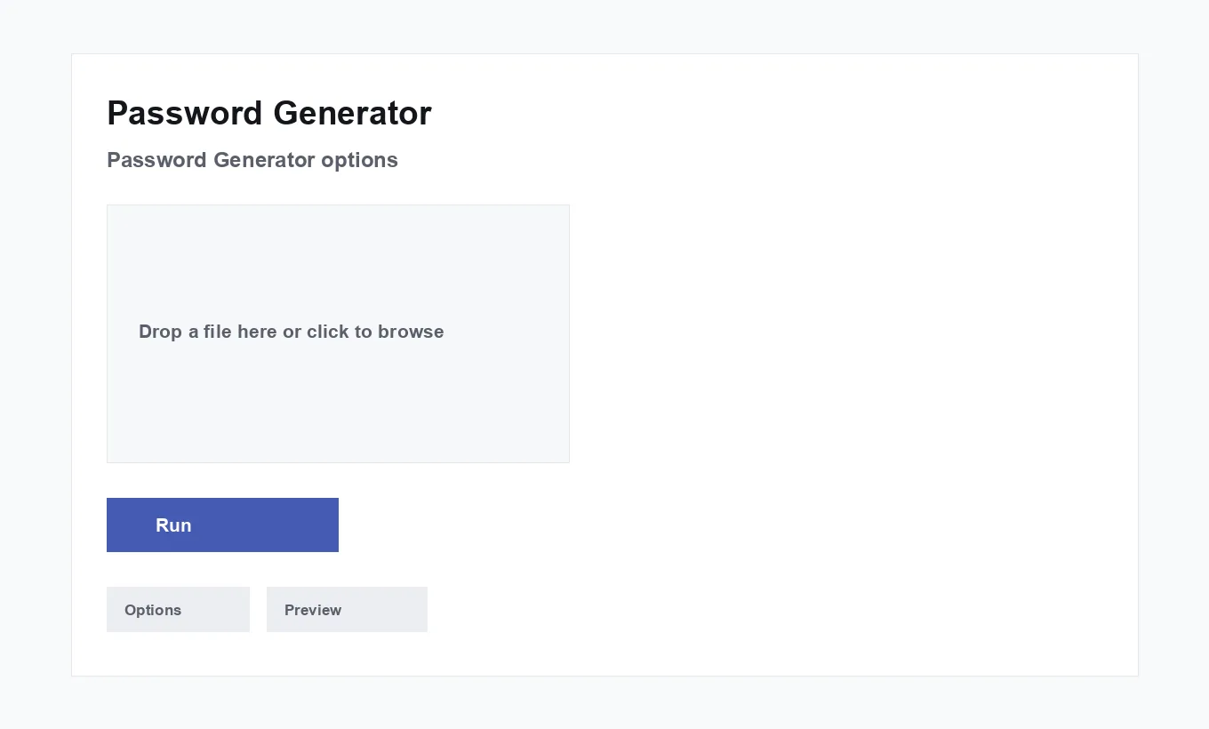 Password Generator options