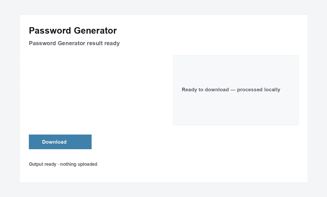 Password Generator result