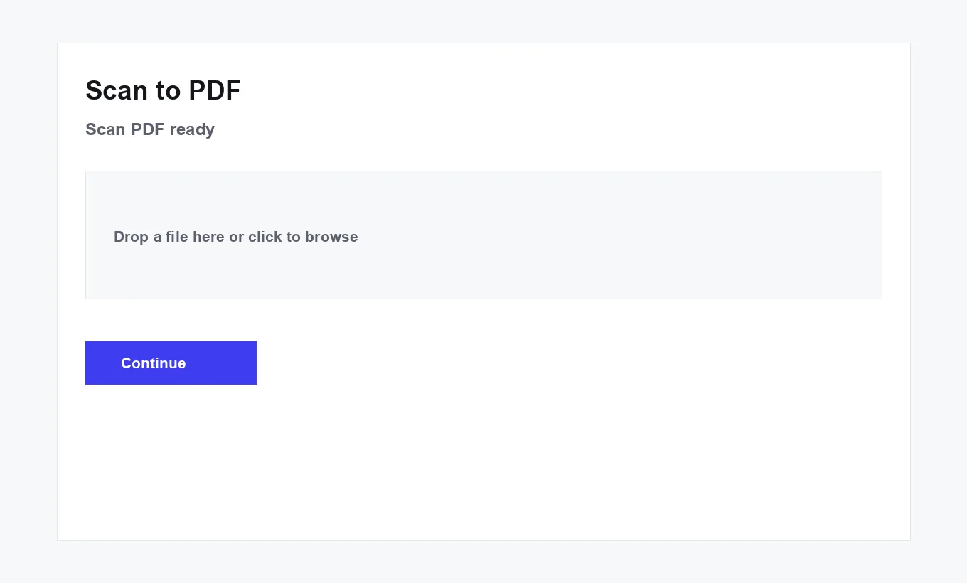 Scan to PDF showing a completed scan ready to download as a PDF