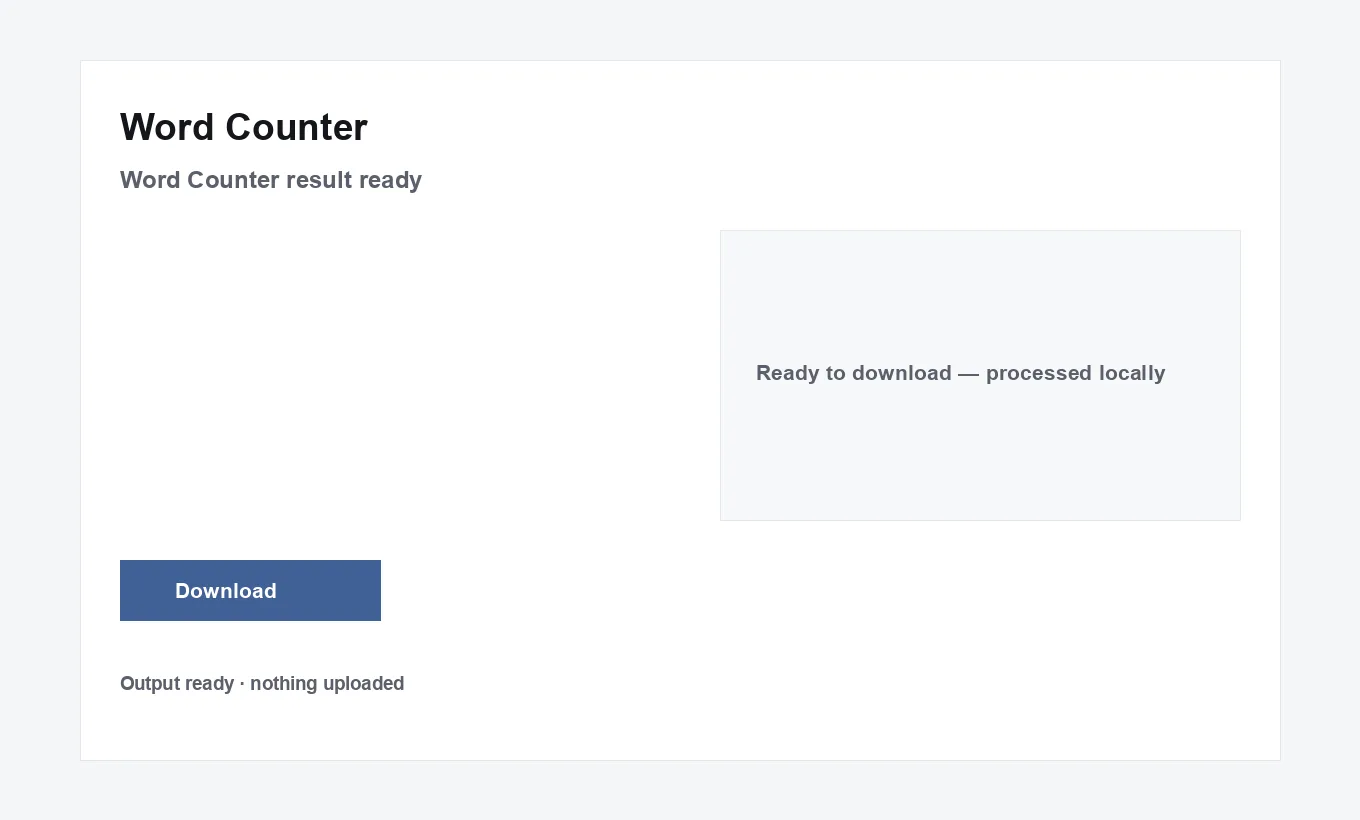 Word Counter result